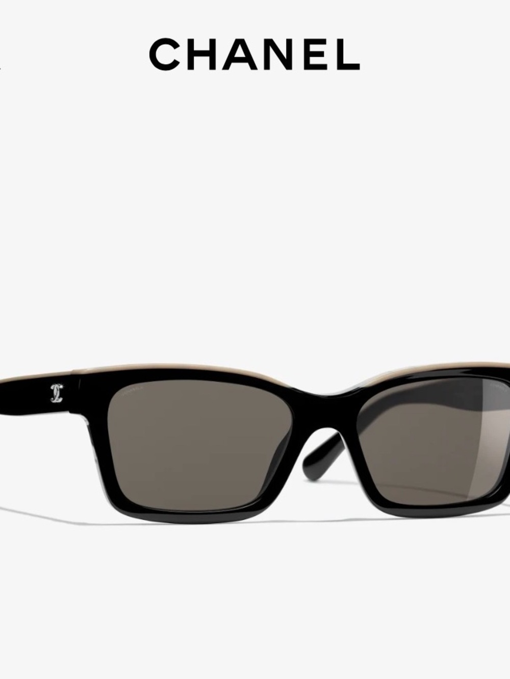 CHANEL Black Slim Cat-Eye Sunglasses for Women